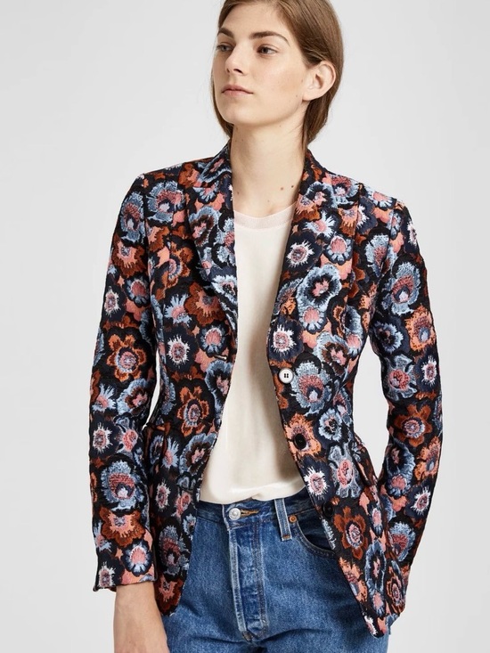 Theory Jackets & Blazers - THEORY Floral Jacquard Riding Jacket Blazer 4 Multi Italian Woven